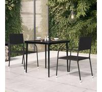 DYRJDJWIDHW Tavolo da Giardino Nero 80x80x74 cm in Acciaio e Vetro, Minimalist Outdoor Dining Table with Tempered Glass Top, Modern Patio Furniture for Garden Terrace Balcony