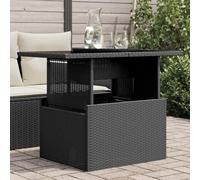 DYRJDJWIDHW Tavolo da Giardino Nero con Piano in Vetro Temperato 100x55x73 cm Polyrattan PE Regolabile per Esterno Terrazza Giardino Patio Pranzo allAperto