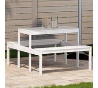 DYRJDJWIDHW Tavolo da Picnic in Legno Massello di Pino 110x134x75 cm Bianco per Giardino Terrazza Esterno Robusto Design a Doghe Impermeabile