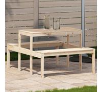 DYRJDJWIDHW Tavolo da Picnic in Legno Massello di Pino 110x134x75 cm per Giardino Terrazza Esterno Robusto Design Rustico Resistente allAcqua con Piano Tavolo