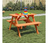 DYRJDJWIDHW Tavolo da Picnic per 4 Bambini con Foro Ombrellone, Set 2 in 1 Legno Abete Massello per Giardino Cortile Esterno, Struttura Robusta A-Form con Portaombrellone Integrato
