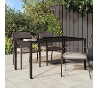 DYRJDJWIDHW Tavolo Giardino 150x90x75cm Brown Outdoor Dining Table with Tempered Glass Top and Polyrattan Frame for Patio Garden Terrace Modern Furniture