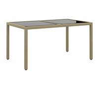 DYRJDJWIDHW Tavolo Giardino 150x90x75cm Outdoor Dining Table with Tempered Glass Top, Beige Polyrattan and Powder Coated Steel Frame for Patio Garden Terrace