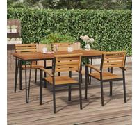 DYRJDJWIDHW Tavolo Giardino 180x90 cm con Gambe Forcella in Metallo, Tavolo da Esterno in Legno Massello Acacia per Terrazza Giardino Pranzo all Aperto con Famiglia e Amici