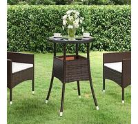 DYRJDJWIDHW Tavolo Giardino 60x75 cm Brown Outdoor Dining Table with Tempered Glass Top and Polyrattan Frame for Patio Garden Terrace Modern Furniture