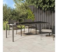 DYRJDJWIDHW Tavolo Giardino Grigio 250x100x75cm Outdoor Dining Table with Tempered Glass Top, Weatherproof Polyrattan and Powder Coated Steel Frame for Patio Garden Terrace