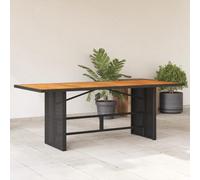 DYRJDJWIDHW Tavolo Giardino Nero 190x80x75 cm con Piano Legno Acacia Polyrattan PE Resistenti UV per Esterni Giardino Patio Arredo da Esterno Durevole e Facile da Pulire