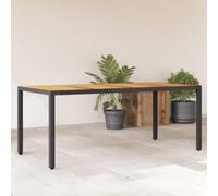 DYRJDJWIDHW Tavolo Giardino Nero 190x90x75 cm con Piano Legno Acacia e Struttura Polyrattan PE Resistenti per Esterni, Patio, Terrazza, Giardino Moderno e Durevole
