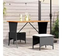 DYRJDJWIDHW Tavolo Giardino Nero Polyrattan 105x75x72 cm con Piano Legno Acacia Naturale per Esterno Giardino Patio Resistente UV Facile Pulizia
