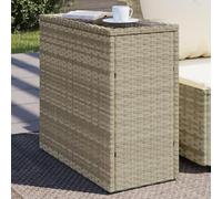 DYRJDJWIDHW Tavolo Giardino Polyrattan con Piano Vetro Temperato Grigio Chiaro 58x27,5x55 cm per Terrazza Giardino Cortile Arredamento Esterno Moderno e Resistente