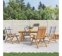 DYRJDJWIDHW Teak Wood Reclining Garden Chairs with Cushions 4 Pcs Set Outdoor Patio Furniture Comfortable Lounge Seating for Backyard Terrace Poolside