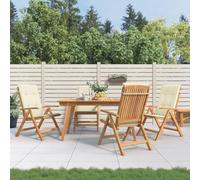 DYRJDJWIDHW Teak Wood Reclining Garden Chairs with Cushions 4 pcs Set, Outdoor Patio Furniture for Backyard, Terrace, Comfortable Adjustable Sun Loungers with Headrest