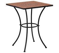 DYRJDJWIDHW Terracotta Mosaic Bistro Table 60cm Ceramic Top Outdoor Garden Balcony Coffee Side Table with Powder Coated Iron Frame Easy to Clean and Assemble