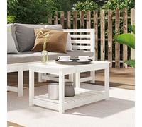 DYRJDJWIDHW White Garden Table 82.5x50.5x45 cm Solid Pine Wood Outdoor Patio Furniture with Storage Shelf for Terrace Balcony Dining Set