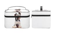 Dyscalibro Borsa cosmetica, borsa per trucco a forma di gatto, borsa da toilette da viaggio in pelle per le donne, Yorkshire Terrier, 25x18x15cm