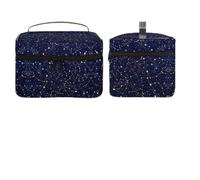 Dyscalibro Borsa cosmetica, borsa per trucco con teschio horror, borsa da viaggio in pelle per donne, Bagliore nel buio costellazioni mezzanotte, 25x18x15cm
