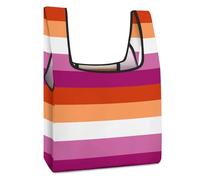Dyscalibro Borsa per la spesa pieghevole, borsa per la spesa riutilizzabile con Yin Yang, borsa da viaggio lavabile per uso quotidiano, Bandiera Lesbian Pride, Taglia unica