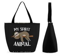 Dyscalibro Borsa tote con cerniera, borsa da spiaggia arcobaleno Peace Love, grande borsa a tracolla per tutti i giorni, viaggio, Il mio bradipo Animale Sprirt, 28.5 x 18 x 32.5 cm