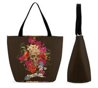 Dyscalibro Borsa tote con cerniera, borsa da spiaggia con labbra rosse, grande borsa a tracolla per tutti i giorni, viaggio, Giorno dei morti, 28.5 x 18 x 32.5 cm