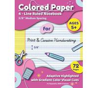 Dysgraphia - Adaptive Highlighted Colored Writing Practice Paper Notebook for Print and Cursive Handwriting for Kids with ADHD, Dyspraxia, Dyslexia, ... | 5/8" Medium Size Spacing for Grade 2 & 3