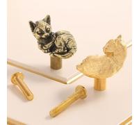 DystopiaWorld Maniglia per porta in ottone, a forma di gatto, pomelli per cassetti e armadietti, per camera dei bambini, sala giochi, bagno (A)
