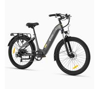 DYU C1 bici elettrica da città da 26 pollici, motore da 350W, batteria da 10ah, 7 velocità, autonomia di 65 KM, 25 KM/H Grigio chiaro