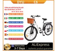 DYU C6 Bici Elettrica 26 Pollici 250W 36V 12.5AH Batteria Al Litio Rimovibile Classica Retro Moto Urbana E Ausiliaria E-Bike
