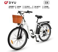 DYU C6 E-bike Donna 350W Motore 36V12.5A Batteria al litio City Ride Bicicletta elettrica 26 pollici Pneumatico Carry Cargo Bici elettrica Famiglia