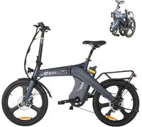 DYU T1 Bicicletta Elettrica Pieghevole 20 Pollici con Sensore di Coppia, Bici Elettrica con Batteria Rimovibile 36V 10Ah, Cambio a 7 Velocità, Ammortizzatore Sella, Portapacchi Posteriore