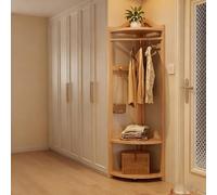 DYUNCZ Appendiabiti Angolare in Legno, Appendiabiti da Terra con Ganci e 3 Ripiani, Mobile Attaccapanni da Ingresso, per Ingresso, Camera da Letto, Soggiorno(Yellow,43cm/17in)