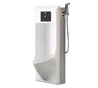 DYUNCZ Orinatoi in Ceramica per Uomo, Orinatoi per Bagno Maschile con Pistola a Spruzzo, Scarico con Sensore e Scarico Manuale a Pulsante, Antispruzzo, Adatti per Uso Domestico