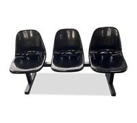 DYUNCZ Panca da Esterno in Plastica, Panca a 3 Posti per Sala D'attesa, Sedia da Parco, Sedie Sala D'attesa, per Clinica, Aeroporto, Ospedale, Barbiere, Campo da Basket(Black)