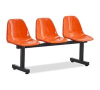 DYUNCZ Panca da Esterno in Plastica, Panca a 3 Posti per Sala D'attesa, Sedia da Parco, Sedie Sala D'attesa, per Clinica, Aeroporto, Ospedale, Barbiere, Campo da Basket(Orange)