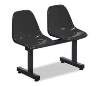 DYUNCZ Panca da Esterno in Plastica, Sedie Sala D'attesa a 2 Posti, Sedia in Plastica, per Aeroporto, Banca, Ospedale, Salone, Campo da Basket, Scuola(Black)