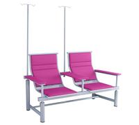 DYUNCZ Poltrona per Prelievo di Sangue a 2 Posti, Poltrona per Infusione con Braccioli e Asta, Panca per Sala D'attesa, per Clinica, Ospedale, Ambulatorio, Casa(Pink)