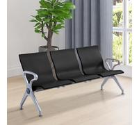 DYUNCZ Sedie Sala D'attesa a 3 Posti con Braccioli, Sedie per Reception, Panca per Sala D’attesa in Similpelle per Ufficio, per Cliniche, Banche, Aeroporti(Black)