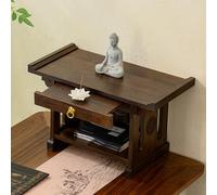 DYUNCZ Tavolo Altare in Legno Massello, Mini Santuario, Tavolo da Meditazione con Ripiano Estraibile, Scrivania for Incenso Buddista, for Il Tempio Domestico(50x25x28cm)