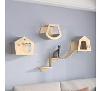 Dyuz Mobili per Gatti A Parete Moderni, Parete da Arrampicata per Gatti, Mensole da Parete per Gatti, Scalatore per Gatti con Casetta, Mobili per Gatti Moderni per Gatti di Gross, 5-Piece Set-b