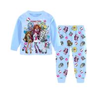 DYWPYCLQ Bambini Ragazze Pigiama Set Moda T-shirt+pantaloni Abbigliamento set a maniche lunghe romanzo college vestiti Ragazze Tutine, Blu, 11-12 Years
