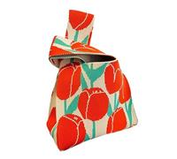 DYYEUAVT Borsa a mano in maglia con stampa tulipano Borsa a mano da donna Borsa da polso con nodo Borsa a tracolla fatta a mano Borse for la spesa riutilizzabili(Red)