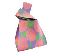 DYYEUAVT Borsa a mano in maglia con stampa tulipano Borsa a mano da donna Borsa da polso con nodo Borsa a tracolla fatta a mano Borse for la spesa riutilizzabili(Pink)