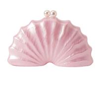 DYYEUAVT Borsa a tracolla con catena, da donna, da sera, for feste, da sposa, con pochette a conchiglia e perle(Pink)