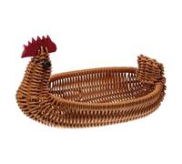 DYYEUAVT Cesto di frutta intrecciato in rattan, graziosi cestini portafrutta a forma di pollo, vassoio for snack, cestino for servire cibo, gioco di caccia alle uova di Pasqua
