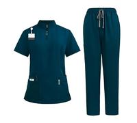 DYYEUAVT Medico Infermiere Uniformi chirurgiche Donna Scrub Set Salone di bellezza Abbigliamento da lavoro Scrub clinico Top-Pantaloni Spa Tunica infermieristica(42108-Blue,S)