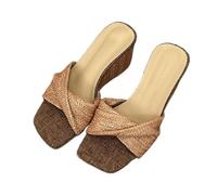 DYYEUAVT Sandali Con Zeppa Da Donna Con Punta Quadrata, Perfetti for La Primavera E L'estate, Ideali for Le Vacanze Al Mare Infradito Con Tacco Alto