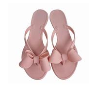 DYYEUAVT Summer Jelly Slippers Women Butterfly PVC Sweet Beach Pull On Flat Solid Ladies Versatile Anti Slip(Pink,40)