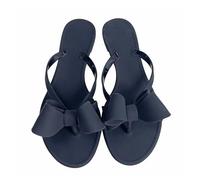 DYYEUAVT Summer Jelly Slippers Women Butterfly PVC Sweet Beach Pull On Flat Solid Ladies Versatile Anti Slip(Deep Blue,37)