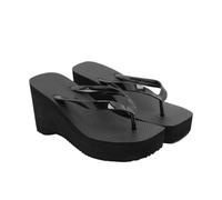 DYYEUAVT Thick Soled Flip Flops For Women Summer Square Toe Outer Wear Height Increasing Anti Slip Clip On Slippers(40)