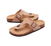 DYYEUAVT Women's Cork Flip Flops Soft Flat Sandals Summer Beach Unisex Comfort House Thong Slide(Apricot,39)