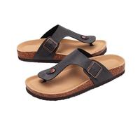 DYYEUAVT Women's Cork Flip Flops Soft Flat Sandals Summer Beach Unisex Comfort House Thong Slide(Black,36)